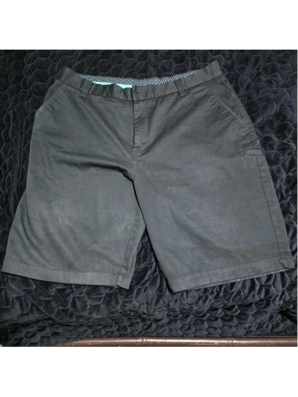 Men's Fox Flat Front Shorts Size 38 Black Green